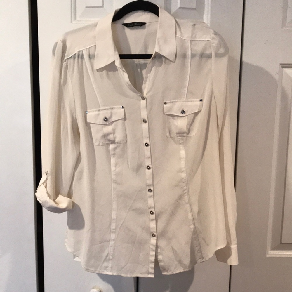 WHBM White silk blouse